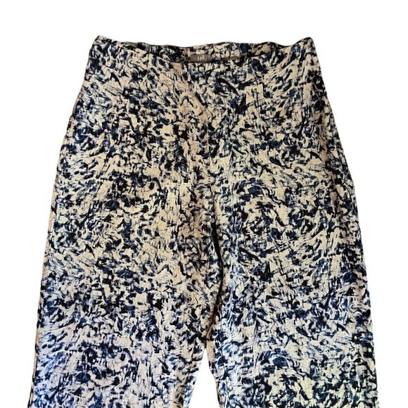 J Jill Linen Pant Womens Sz 6 Tan Indigo Blue Dyed Boho Coastal Beach High Waist - Picture 2 of 7